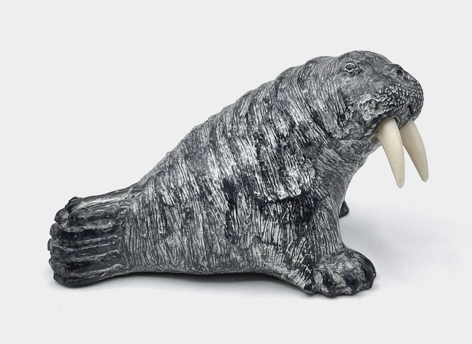 De Colección Lobo Original Morsa Escultura 4.5" Inuit y Primeras Naciones Arte Canadá Foto 1 de 4