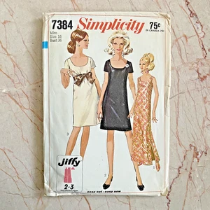 Simplicity 7384, 60s Dress, Sz 16/36, Cut & COMPLETE, Vintage Sewing Pattern - Picture 1 of 2