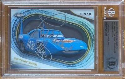 RICHARD PETTY FIRMADO 2025 TIRA CROMADA DISNEY THE KING WEATHERS #57 BAS BGS AUTO Foto 1 de 2