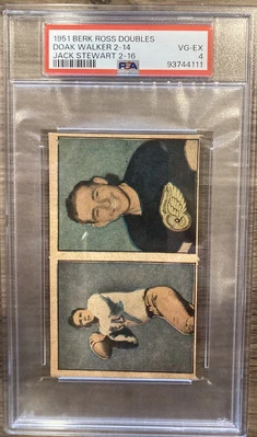 1951 Berk Ross Doubles Doak Walker 2-14 HOF Jack Stewart RC #2-16 PSA 4 - Image 1 of 2