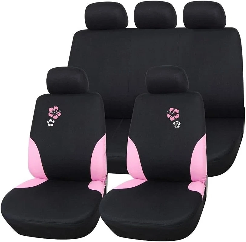 116 Hibiscus - Set Coprisedili per Auto, Con Taglio Airbag, Poliestere, 6 Pezzi - Immagine 1 di 4