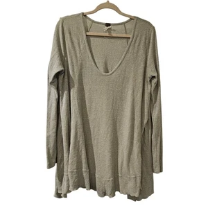 Top túnica We The Free People para mujer pequeño gris manga larga tejido cuello en V informal - Imagen 1 de 6