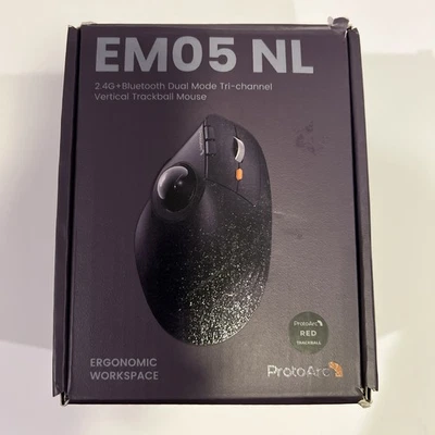 ProtoArc EM05 NL Vertical ERGONOMIC Wireless Trackball Rechargeable Mouse - Image 1 of 4