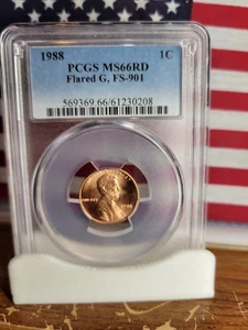 1988 Lincoln Memorial Cent **Flared "G"**  (PCGS  MS66RD)  ""Cartwheel Glare"" - Picture 1 of 3