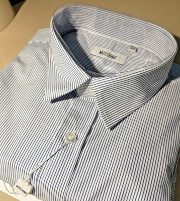 NWT MOSCHINO Men's Size 15.5(40)Long Sleeve Button Down Shirt Fancy Striped Patt - Image 1 of 4