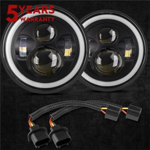 Para Jeep Liberty 2003-2007 1 par de faros LED blancos halo negros de 7" pulgadas - Imagen 1 de 16