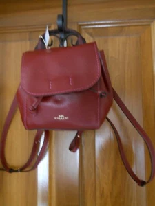 NWT Coach Cherry Red Derby Backpack Pebble Leather $295 HTF - Picture 1 of 8
