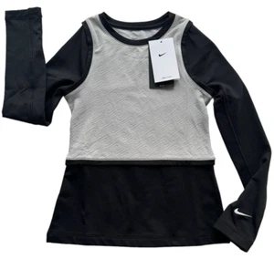 NIKE Shirt Kids X-Small Pro Warm Dri-FIT Long Sleeve Crew Neck Active Grey - Picture 1 of 10