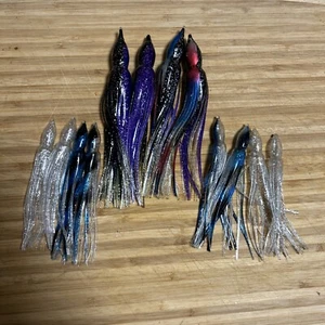 Marlin Lure Skirts (Includes 8) Squid Trolling Lure Skirt - Octopus Skirts Blue - Picture 1 of 17