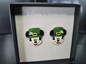 Disney x Baublebar Mickey Mouse Leprechaun St. Patrick's Day Earrings GREEN - Picture 1 of 3
