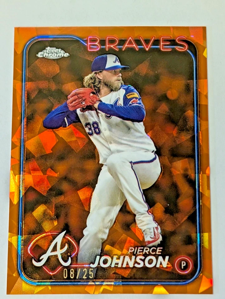 Pierce Johnson Braves 2024 Topps Chrome Update Sapphire Orange /25 08/25 - Image 1 of 3
