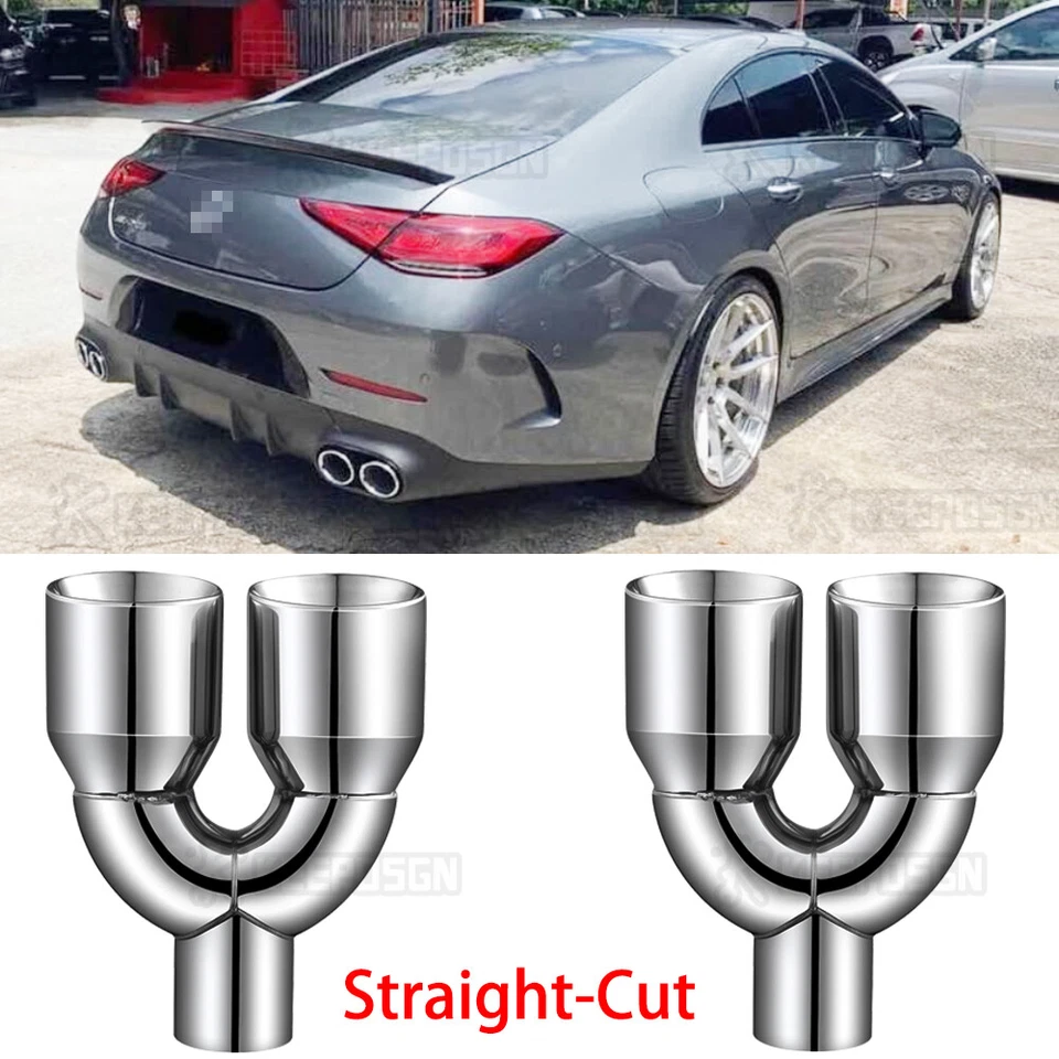 Par de tubos de escape dobles 2.5" ID 3.5" OD para Mercedes-Benz CLS550 CLS53 CLS63 AMG Foto 1 de 4