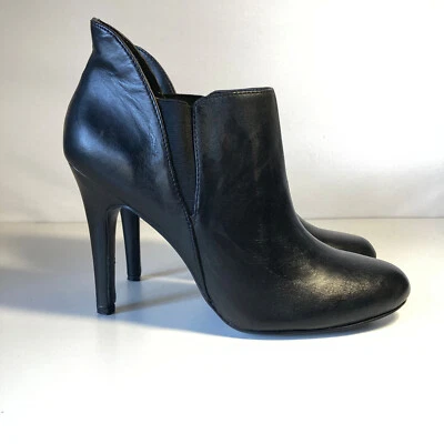 BCBG Vamp Bootie Womens 9.5 Leather Pointy Minimalist Capsule Ankle Boot Heel - Image 1 of 4