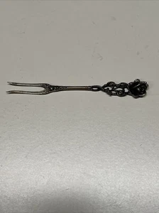 ROSE TOP SILVER .835 HORS D'OEUVRE FORK BY ALEO BELGIUM #9B - Picture 1 of 11