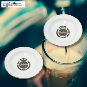 Pair of German Warsteiner Beer White Ceramic Gold Edge Ashtray - Picture 1 of 2