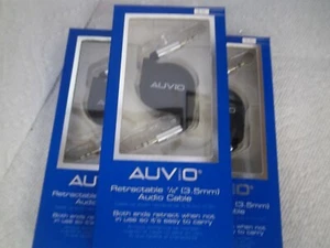 3 AUVIO 4200991 1/8" RETRACTABLE 3-FT STEREO CABLES "BLACK" - Picture 1 of 6