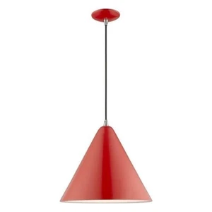 1 Light Pendant In Modern Style-18 Inches Tall and 14 Inches Wide-Shiny Red - Picture 1 of 7