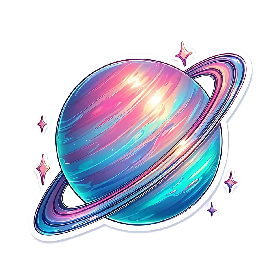 Pegatina colorida Saturn (3 pulgadas) arte callejero urbano vanguardista grunge punk colores Foto 1 de 1