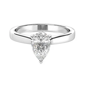1.00 Carat Pear Cut Lab Grown Diamond Ring for Engagement in 14K White Gold - Picture 1 of 5