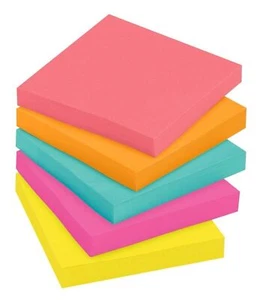 Simple Multicolor Sticky Note Size 3 X 3 Inches 100 Sheets Per Pad Pack Of 5 - Picture 1 of 4