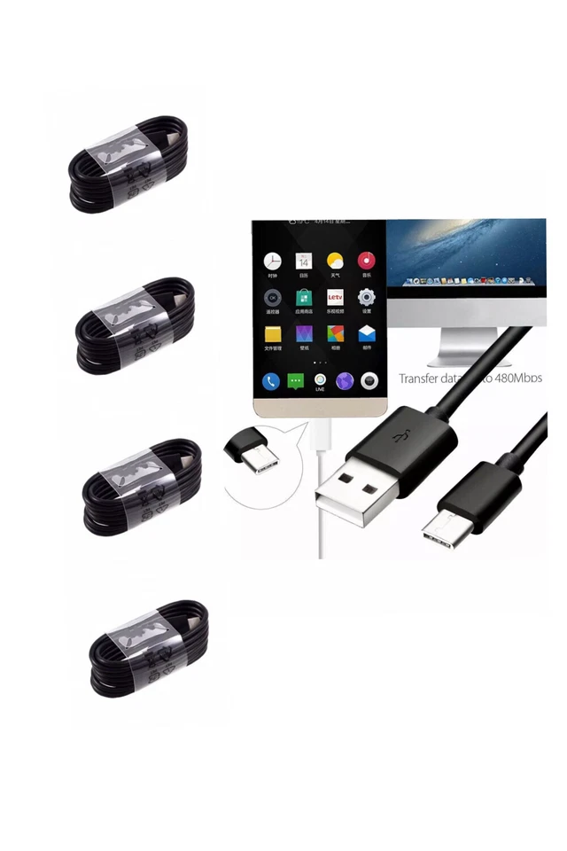 5x Cable USB-C Tipo C Cable de Carga Rápida para Samsung Galaxy S9 S8 Plus N8 N9 NEGRO Foto 1 de 4