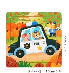 20 Wooden Puzzles Toddler Police Car Learning Educational Kid Toy Party Favors - Picture 1 of 5