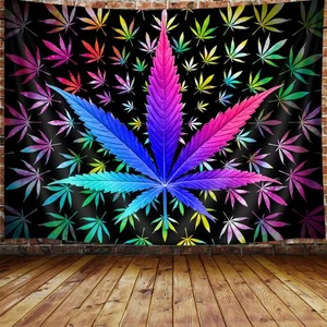 Cool Trippy Arazzo per Erba, Neon Tie Dye Foglia di Marijuana Arazzo Arte Cannabis... - Foto 1 di 4