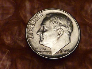 1946 Roosevelt Silber Groschen Stempelglanz #1 - Bild 1 von 2