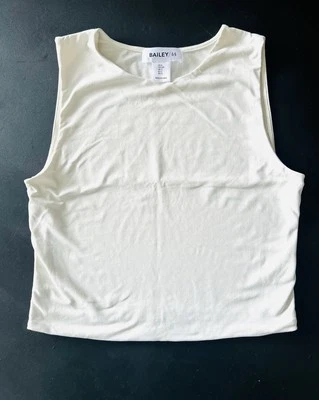 Camiseta sin mangas Bailey 44 blanca crema elástica pequeña para mujer Foto 1 de 2
