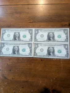 New Uncirculated $1 Bills  Series 2021 Sequential $1 Lot Of 4  - Picture 1 of 3