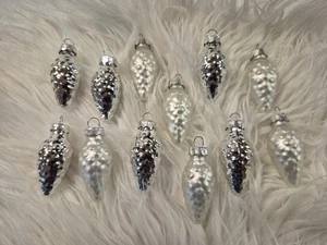 Conos bolas de árbol de Navidad adornos de árbol de Navidad decoración de Navidad Inge vidrio plata escarcha - Imagen 1 de 2