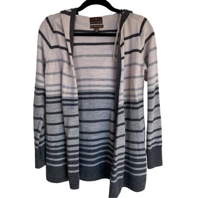 Cárdigan Fenn Wright Manson Mujer M 100% Lana Merino Rayas Con Capucha Granola Acogedor Foto 1 de 4