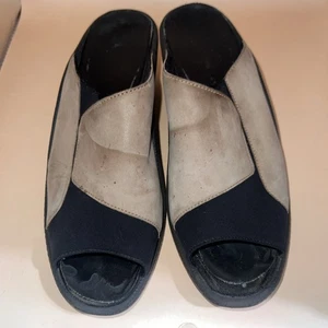 Romika Damen Pantoletten Sandalen schwarz hellbraun Peeptoe Gr. 39 Slipper Comfortschuhe - Bild 1 von 8