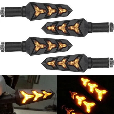 4PCS Universal Motorcycle Led Turn Signal Indicator Blinker Amber Lights Durable Foto 1 de 4