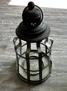 OLD VINTAGE "ESTATE BARN FIND" CANDLE LANTERN WITH PANELS - Picture 1 of 5