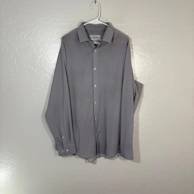 Camisa de vestir Mizzen+Main Sotavento para hombre XL púrpura azul geométrico elástico hecha en EE. UU. Foto 1 de 4