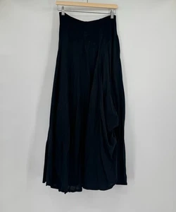 Luna Luz Black Woven Cotton Midi Lagenlook A Line Skirt Sz US S - Picture 1 of 7