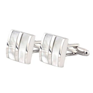 Fashion Shell Cufflinks Rectangle Mens CuffLinks Mens Gifts - Picture 1 of 5