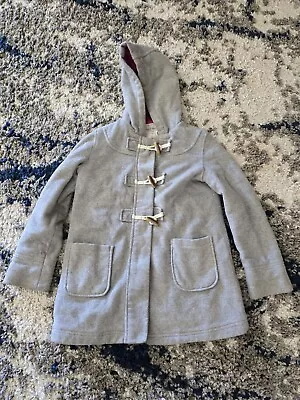 Old Navy Jacket Girls Large Gray Button Up Hooded Fleece Pea Coat Quilt Lined - Image 1 of 4