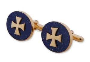 Naturale Lapislazzuli Con Placcato Oro 925 Argento Sterling Croce Gemelli 2341 - Foto 1 di 4