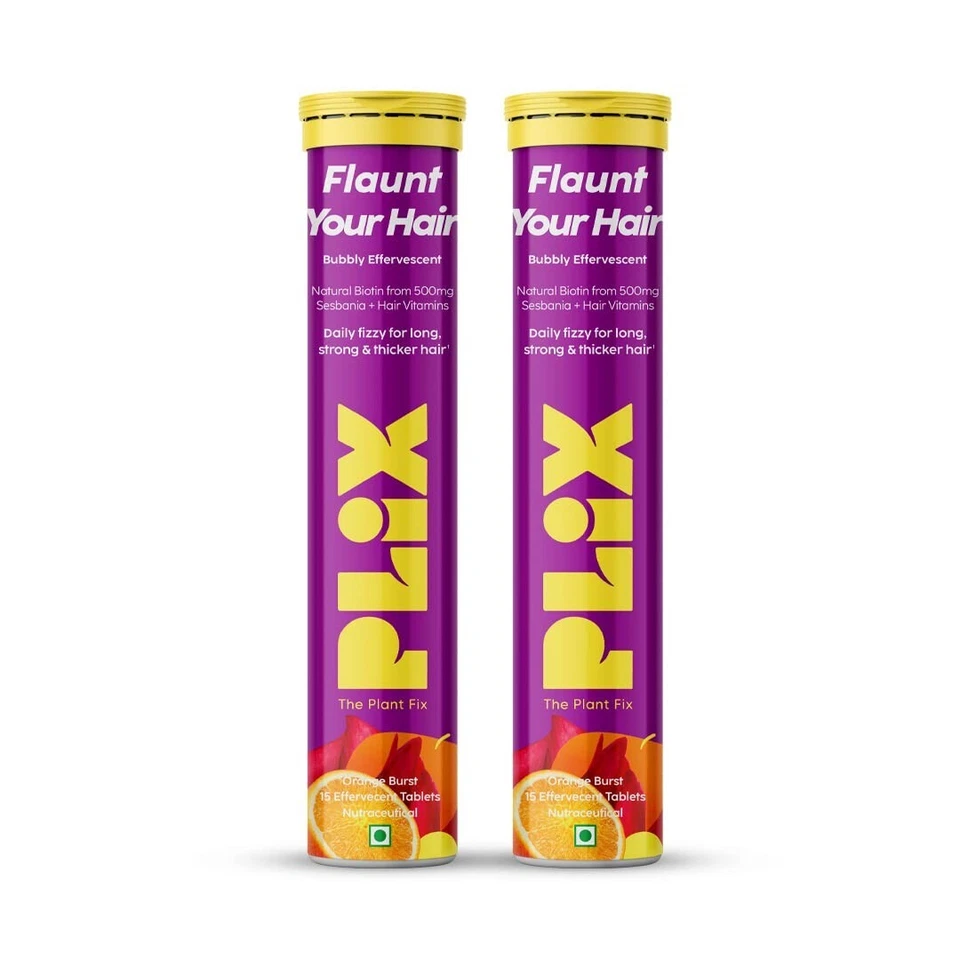 PLIX Cabello Celestial con Biotina Natural 15 Pestañas Efervescentes - Naranja - Pack de 2 Foto 1 de 4