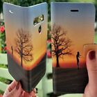 For Htc Series Wallet Mobile Phone Cover - Sunset Silhouette On Field Fc06
