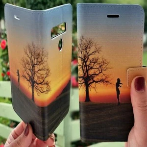For HTC Series Wallet Mobile Phone Cover - Sunset Silhouette on Field FC06 - Picture 1 of 1