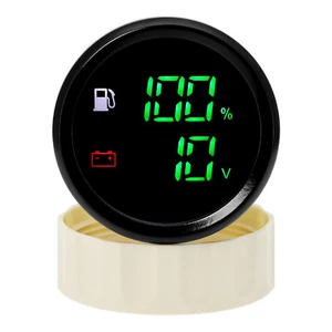 52mm 2 in 1 Multifunction Gauge Fuel Level 0-190ohm Voltmeter for Boat Car Truck - Picture 1 of 10