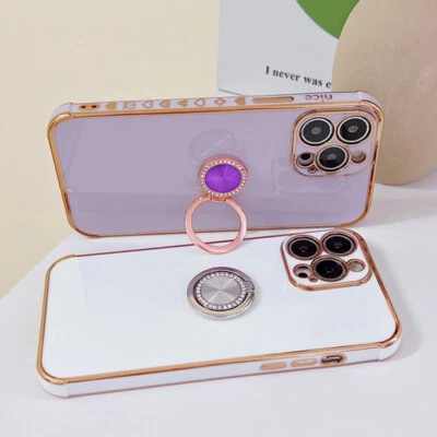 For iPhone 14 13 12 Pro Max 11 XR XS 8 Heart Ring Shockproof Plating Case Cover - Image 1 of 4