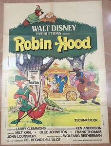POSTER WALT DISNEY ROBIN HOOD PRIMA EDIZIONE ITALIANA 1974 NEL REGNO DELL’ALCE  - Imagen 1 de 9