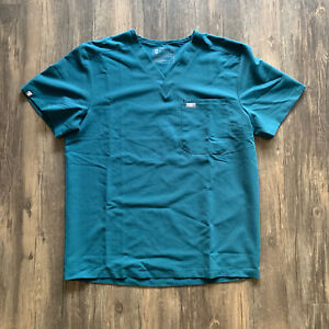 FIGS Leon 3 Pocket Scrub Top Technical Collection Mens Sz Large Teal Green Blue