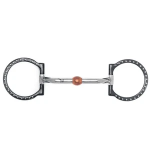 NY Tack 5" Western D Anillo Plata Punteado Cobre Rodillo Snaffle Caballo Broca - Imagen 1 de 6