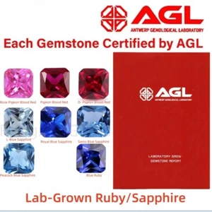 Lab Grown Ruby,Sapphire Octangle Square Bead With AGL Certificate For Ring Make - Picture 1 of 15