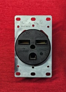 Leviton 9J79H0 30A 250V Receptacle NEMA 6-30 Flush, AL CU, Black, USA Made - NEW - Picture 1 of 3